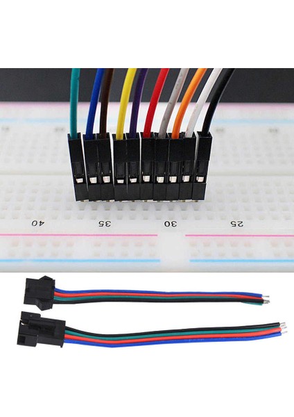 LED Şerit Işık 50 Çift Bağlantı Kablosu Erkek ve Dişi 4 Pinli Kalaylı Bakır Çekirdek 10CM Uzunluk Için fiyatları