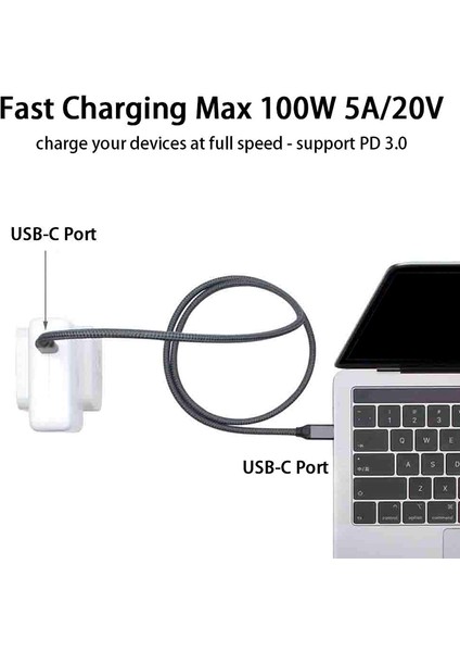 Guangdong Spirit 100W 5A/20V USB C Kablosu - Siyah (Yurt Dışından)