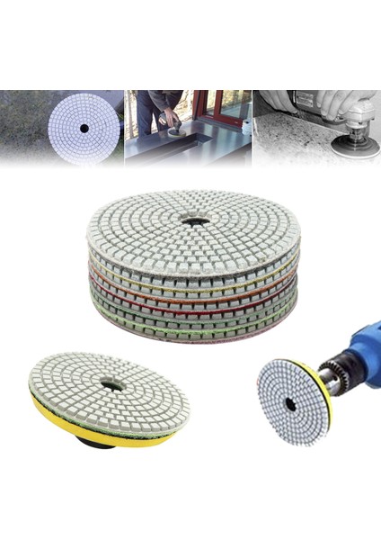 7 Adet 5 Inç/125mm Zımpara Diski Parlatma Pedleri - Gri (Yurt Dışından)