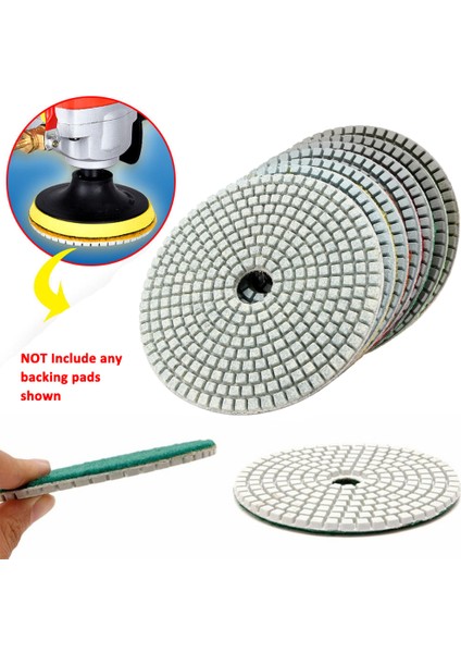 7 Adet 5 Inç/125mm Zımpara Diski Parlatma Pedleri - Gri (Yurt Dışından)