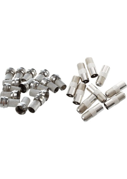 15 Adet Rg6 F Tipi Bükümlü Koaksiyel Koaksiyel Kablo Rf Konektörü Erkek Cctv Kamera Için ve 10 Adet Düz Metal F Tipi Dişi Tv'ye Pal Erkek Rf Konnektör Adaptörü