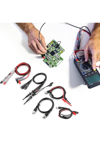P1260D Osiloskop Multimetre Test Uçları, Timsah Klipsli Değiştirilebilir Prob Uçları Seti
