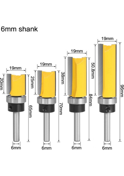 1 4 Şaft Şablonu Trim Menteşe Freze Ucu Düz Uçlu Freze Düzeltici Temizleme Gömme Trim Zıvana Ahşap Freze Seti 1 fiyatları