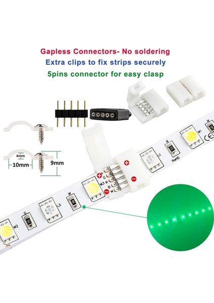 5pın LED Şerit Bağlantı Kiti - 10MM 5050 Rgbw LED Bağlantı Kiti 9.8ft Uzatma Kablosu, Şeritten Şerit Jumper'a Dahildir fiyatları
