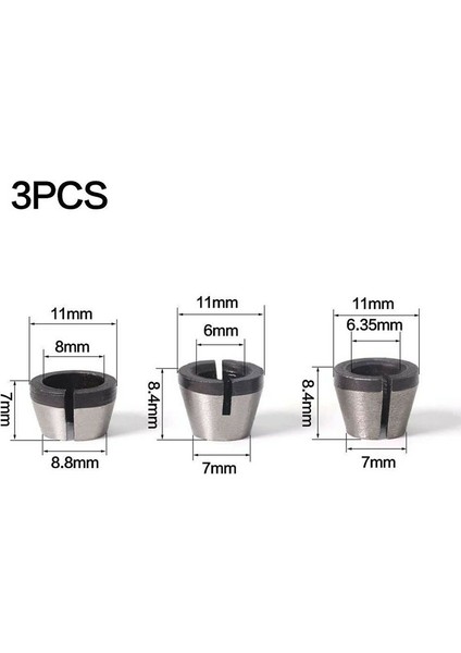 3 Adet Yüksek Hassasiyetli 6mm 6.35MM 8mm Router Collet Chuck Adaptörü Gravür Kırpma Makinesi Için fiyatları