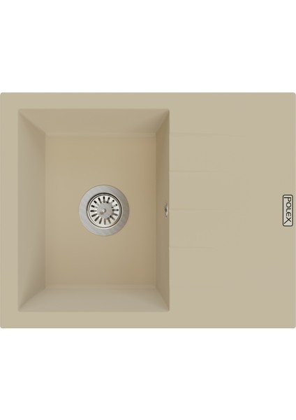 Cristalüx Granit Evye P-S60 Bej Tezgah Altı Ve Tezgah Üstü Kare Mutfak Evyesi 60,5x49,5cm