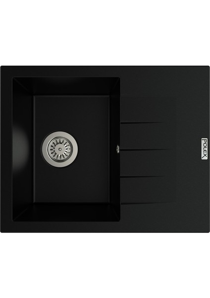 Cristalüx Granit Evye P-S60 Siyah Tezgah Altı Ve Tezgah Üstü Kare Mutfak Evyesi 60,5x49,5cm