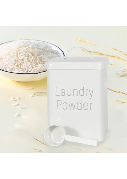 Depolama Kova Moistureproof Çamaşır Tozu Tahıl Pirinç Un Konteyner Beyaz (Yurt Dışından)