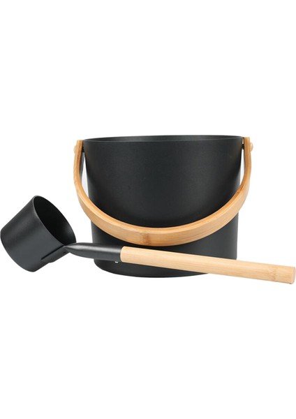 Retro Alüminyum Sauna Kova Namlu ile Lactle Scoop Kiti 5l Black_style A (Yurt Dışından)