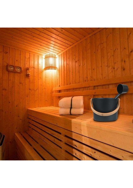 Retro Alüminyum Sauna Kova Namlu ile Lactle Scoop Kiti 5l Black_style A (Yurt Dışından)