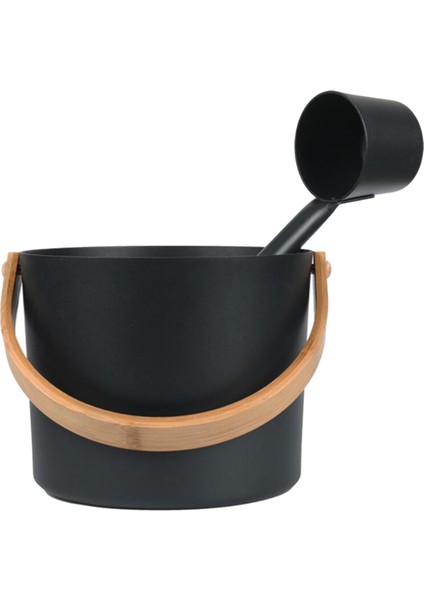 Retro Alüminyum Sauna Kova Namlu ile Lactle Scoop Kiti 5l Black_style A (Yurt Dışından)