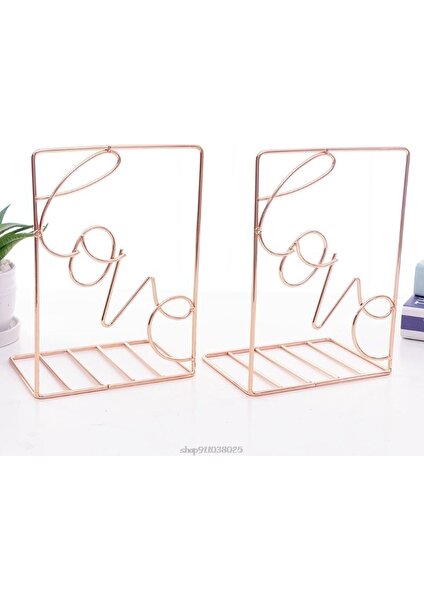 2 Adet / Çift Yaratıcı Aşk Şekilli Metal Bookends Masası Depolama Tutucu Raf Kitap Organizatör Standı (Yurt Dışından)