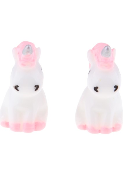 2 x Unicorns Minyatür Peri Bahçe Unicorns Peri Bahçe Dollhouse Pink Için (Yurt Dışından)