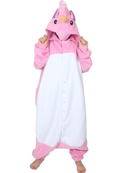 Yetişkin Kigurumi Pembe Unicorn Kostüm