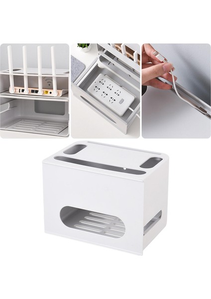 Çift Katmanlı Wıfı Saklama Kutusu Soket Kapak Masaüstü Ofis Güç Şarj Gri İçin fiyatları