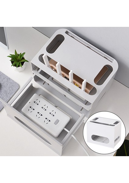 Çift Katmanlı Wıfı Saklama Kutusu Soket Kapak Masaüstü Ofis Güç Şarj Gri İçin modelleri