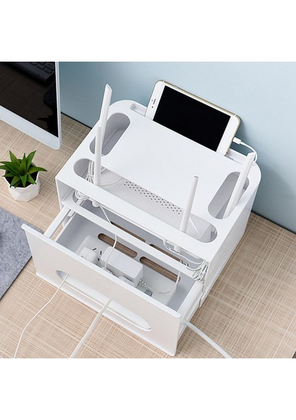 Çift Katmanlı Wıfı Saklama Kutusu Soket Kapak Masaüstü Ofis Güç Şarj Gri İçin fırsatları