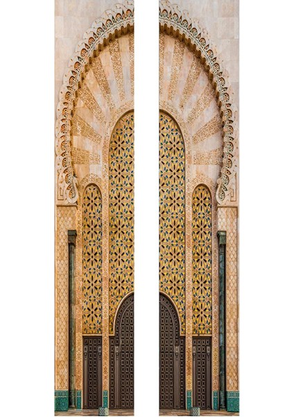 2 Adet / Takım Müslüman Sanat Kapı Çıkartmalar Sundurma Peel & Stick Pvc Duvar Kağıdı Çıkartmaları B