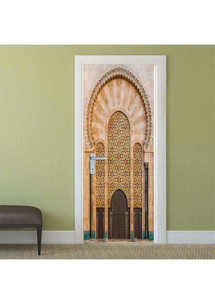 2 Adet / Takım Müslüman Sanat Kapı Çıkartmalar Sundurma Peel & Stick Pvc Duvar Kağıdı Çıkartmaları B fırsatları