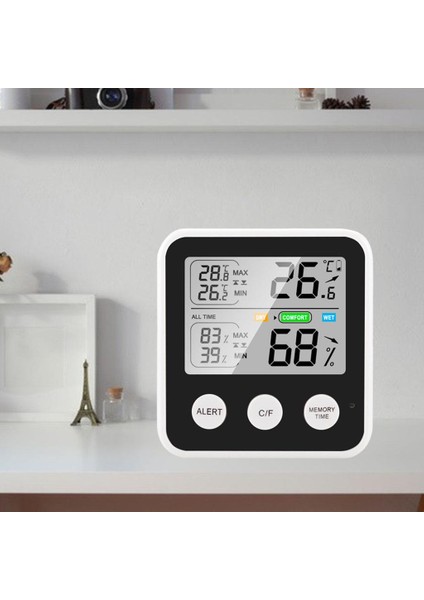 LCD Termometre Higrometre Odası Kapalı Açık Masaüstü Metre Ölçer Ev Siyah Için(Yurt Dışından) fiyatları