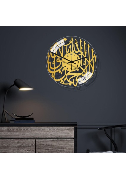 Akrilik Islam Duvar Saati Kuvars Sessiz Müslüman Saat Oturma Odası Ev Dekor Altın indirimleri
