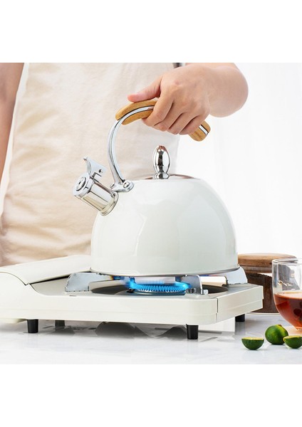 3l Paslanmaz Çelik Islık Stopetop / Indüksiyon Kettle W / Kolu Beyaz (Yurt Dışından)