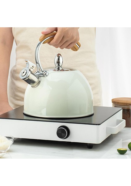 3l Paslanmaz Çelik Islık Stopetop / Indüksiyon Kettle W / Kolu Beyaz (Yurt Dışından)