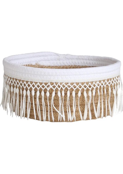 Pamuk Dokuma Sepeti Dekoratif Organizatör Aperatifler Banyo Sarı İçin Aşınmaya Dayanıklı