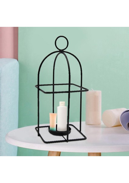 Birdcage Mumluk Dekoratif Mum Centerpieces Metal Ev Parti Siyah İçin