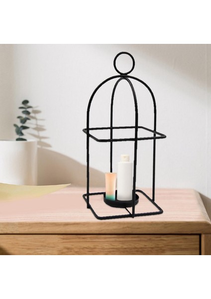 Birdcage Mumluk Dekoratif Mum Centerpieces Metal Ev Parti Siyah İçin