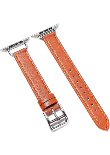 14MM Sığır Derisi Deri Kordonlu Saat Apple Watch Uyumlu Series 7 45MM/6&SE&5&4 44MM/3&2&1 42MM (Yurt Dışından)