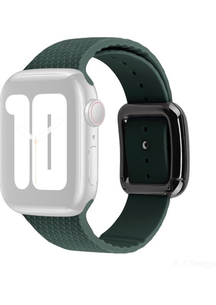 Siyah Toka Silikon Kordonlu Saat Apple Watch Uyumlu Serisi 7 45MM / 6 & Se & 5 & 4 44MM / 3 & 2 & 1 42MM (Yurt Dışından)