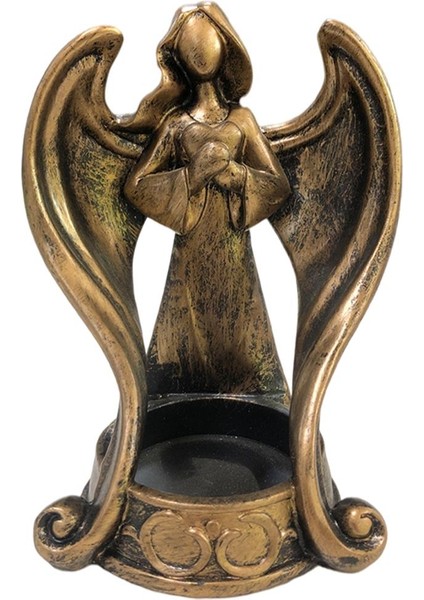 Melek Kanat Mum Çay Işık Tutucu Heykeli Koleksiyonu Heykelcik Sanat Dekorasyon Bakır