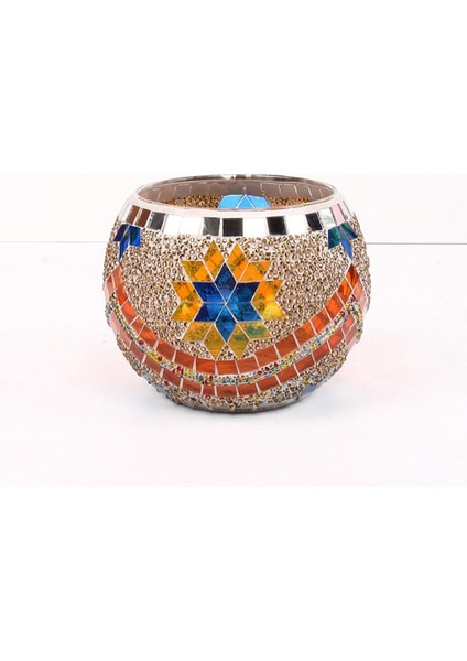 Mozaik Cam Mumluk Çay Işık Şamdan Kavanoz Merkezi Akşam Yemeği Mavi(Yurt Dışından) modelleri