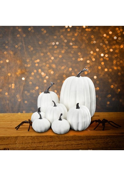 7 Adet Köpük Dekoratif Faux Kabaklar Dekorasyon Sonbahar Gerçekçi Kabak Dekor Beyaz modelleri