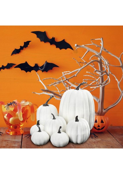 7 Adet Köpük Dekoratif Faux Kabaklar Dekorasyon Sonbahar Gerçekçi Kabak Dekor Beyaz fırsatları