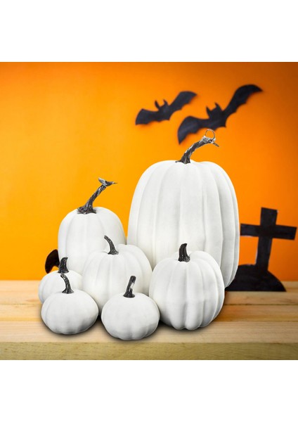 7 Adet Köpük Dekoratif Faux Kabaklar Dekorasyon Sonbahar Gerçekçi Kabak Dekor Beyaz indirimleri