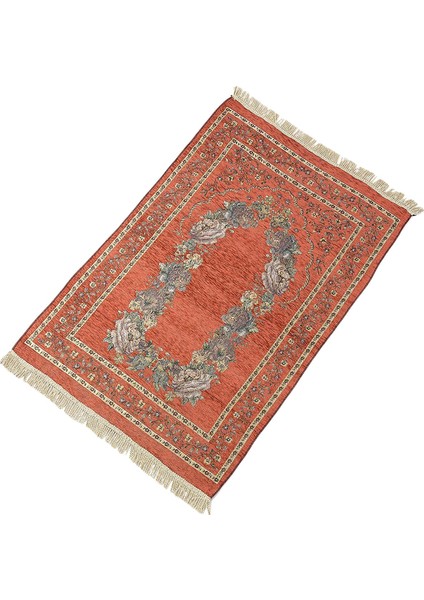 Taşınabilir Polyester Müslüman Namaz Kilim Ramazan Püskül Halı Mat Kırmızı (Yurt Dışından)