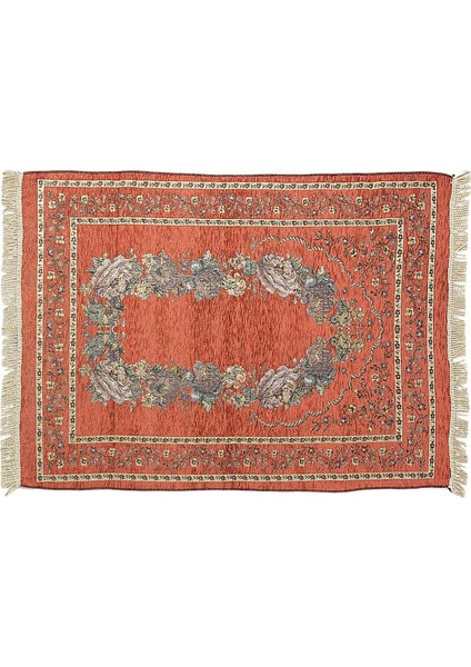 Taşınabilir Polyester Müslüman Namaz Kilim Ramazan Püskül Halı Mat Kırmızı (Yurt Dışından)