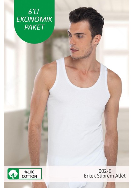 Erkek E-Serisi 6 ' Lı Paket Cotton Süprem Atlet 002-E