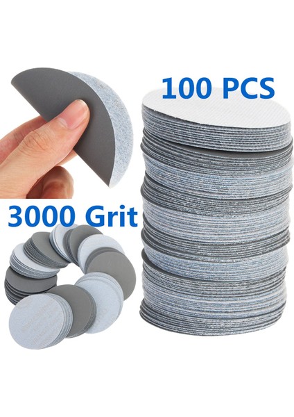 100 Adet 3 Inç (75MM) 3000GRIT Zımpara Diski Zımpara Parlatma Pedi Zımpara Kağıdı