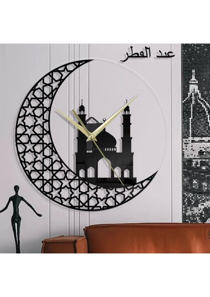 Islam Kuvars Duvar Saati Pendulum Müslüman Oturma Odası Dekorasyon Siyah (Yurt Dışından)