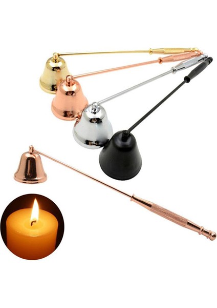 Paslanmaz Çelik Mum Snuffer Aracı Uzun Kolu Çan Söndürücü Rose Gold (Yurt Dışından)