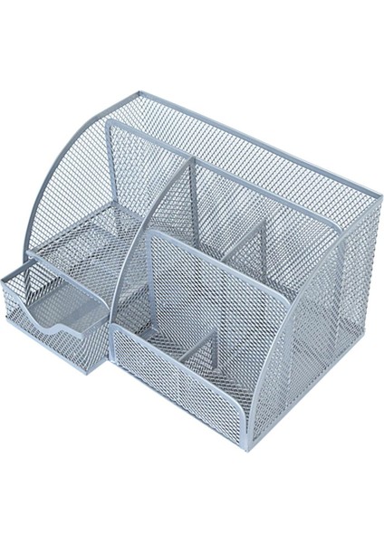 Çok Fonksiyonlu Kalem Kalem Tutucu Çekmece Masası Depolama Çalışma Konteyner ile 6 Bölmeler 22X14X13.5 cm - Gümüş (Yurt Dışından)