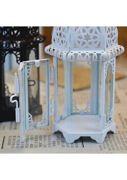 Vintage Fas Asılı Cam Demir Sanat Fener Tealight Mumluk Beyaz (Yurt Dışından) fırsatları