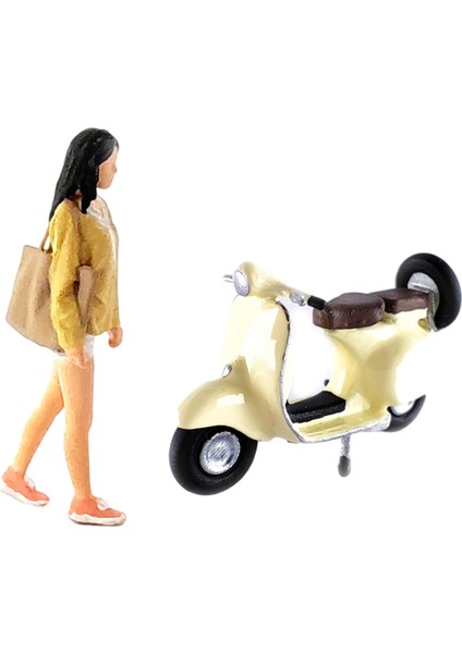 1:64 Şekil Kız Motosiklet Minyatür Sahneleri Mikro Peyzaj S Ölçer Sarı (Yurt Dışından)