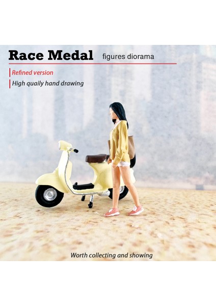 1:64 Şekil Kız Motosiklet Minyatür Sahneleri Mikro Peyzaj S Ölçer Sarı (Yurt Dışından) modelleri