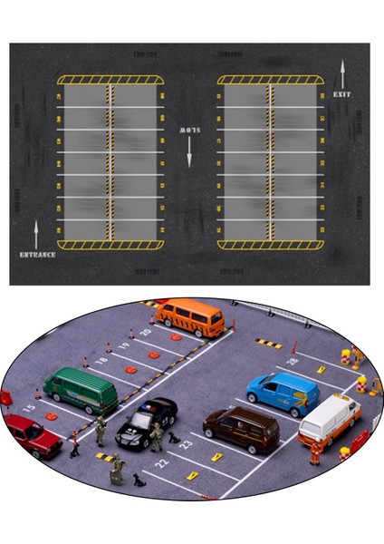 Otopark Mat Bez & Kauçuk Mouse Pad 1:64 Simülasyon Oyuncak Arabalar Için Ekran A (Yurt Dışından)