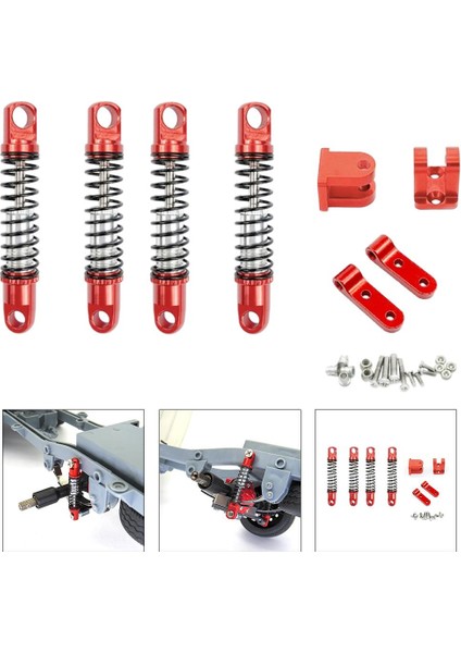 4 Adet Rc Amortisör Wpl D12 Rc Araba Dıy Için Sabitleme Kiti ile Kırmızı Accs Kırmızı (Yurt Dışından)