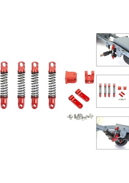 4 Adet Rc Amortisör Wpl D12 Rc Araba Dıy Için Sabitleme Kiti ile Kırmızı Accs Kırmızı (Yurt Dışından)